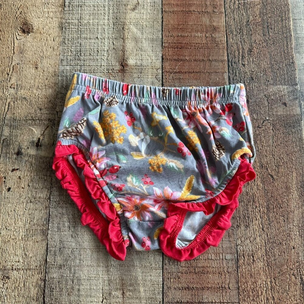 Matilda Jane Diaper Cover Fall Mushrooms Pine Cones with Red Ruffle Trim 12-18M